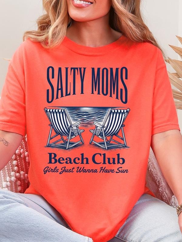 Salty Moms Beach Club Comfort Colors Adult Ring-Spun Cotton Tee Fit Garment unisex short sleeve tee Graphic Print T-Shirt...