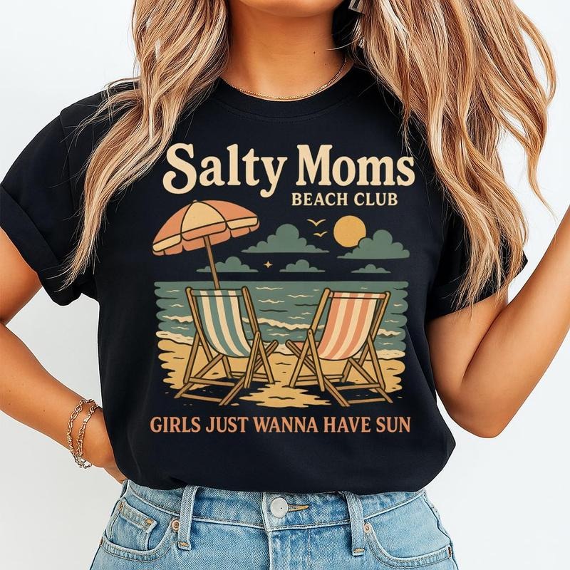 Salty Moms Beach Club Girls Just Wanna Have Sun Retro Beach Summer For Shirts Hoodie, Sweatshirt | UrbanDripWear.com