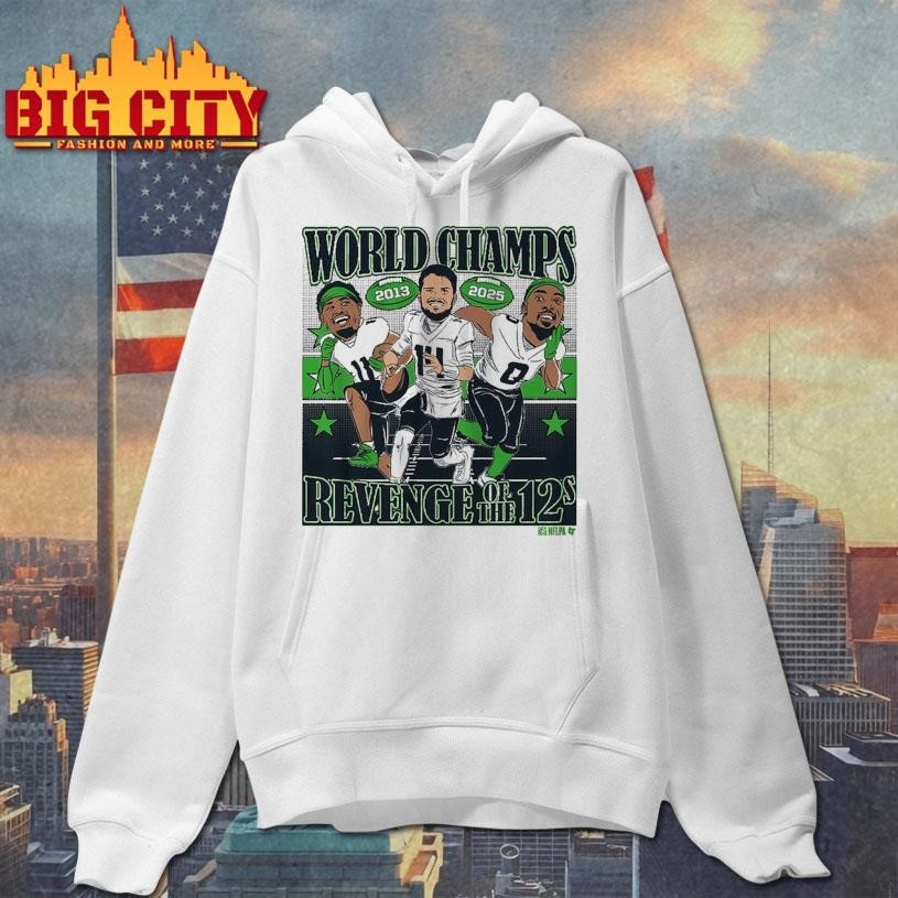 Sam Darnold, Jaxon Smith-Njigba, & DeMarcus Lawrence World Champions Caricatures Shirt