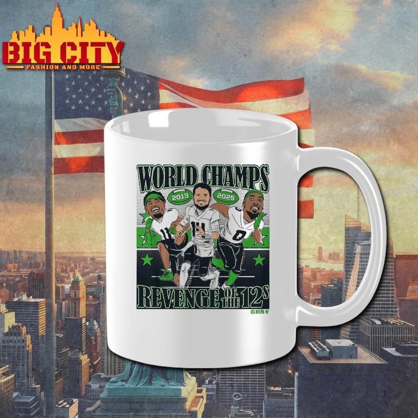 Sam Darnold, Jaxon Smith-Njigba, & DeMarcus Lawrence World Champions Caricatures Shirt