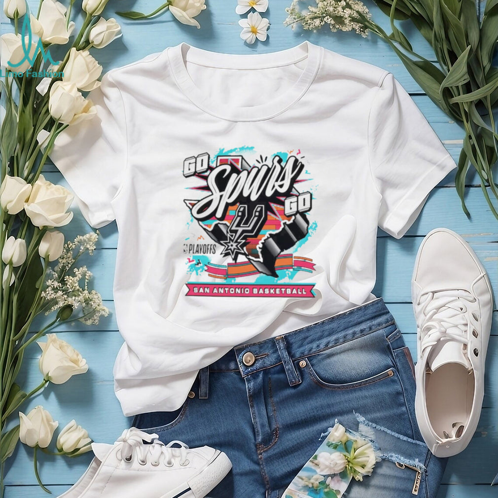 San Antonio Spurs Basketball Playoff Retro Style T Shirt Go Spurs Go Graphic T shirt