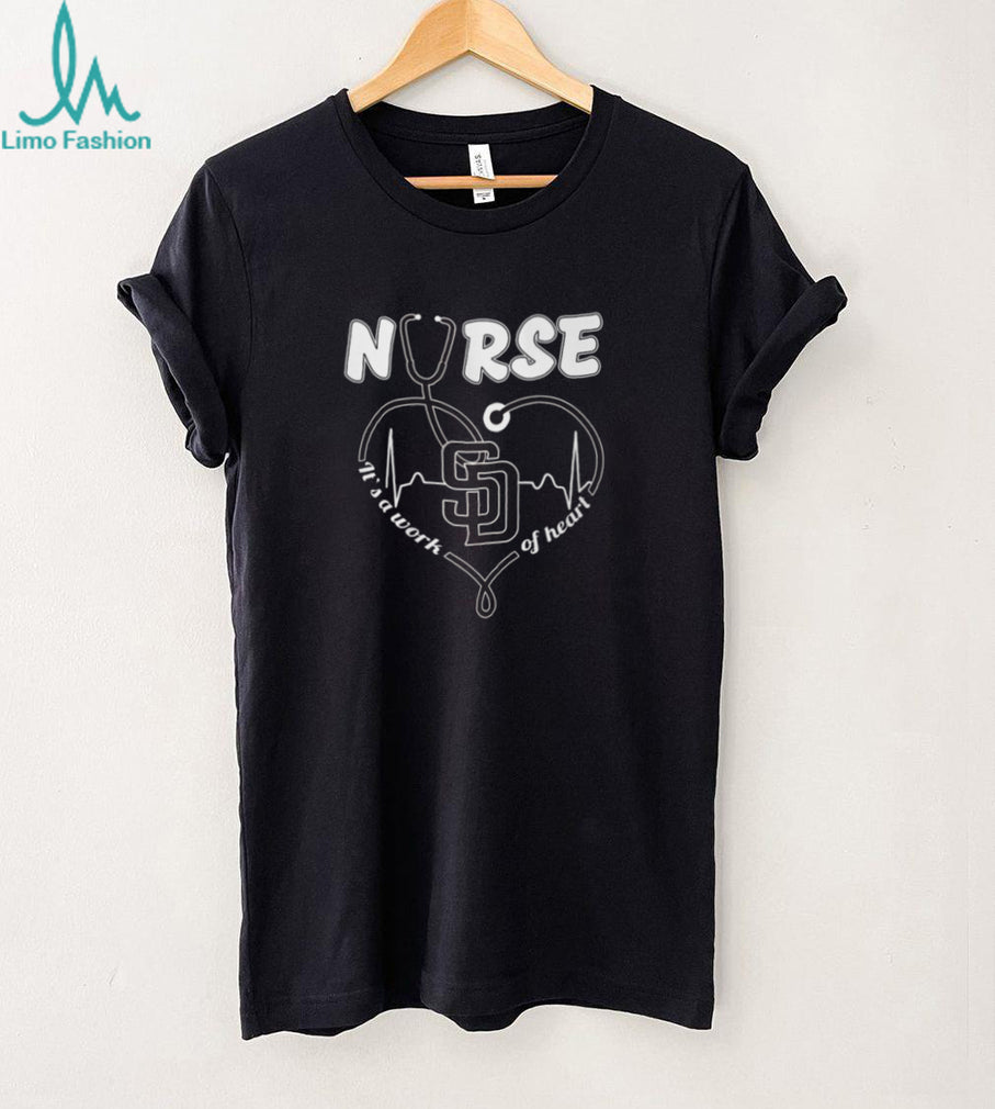 San Diego Baseball Fan Nurse Stethoscope Heart Beat San Diego Padres T Shirt