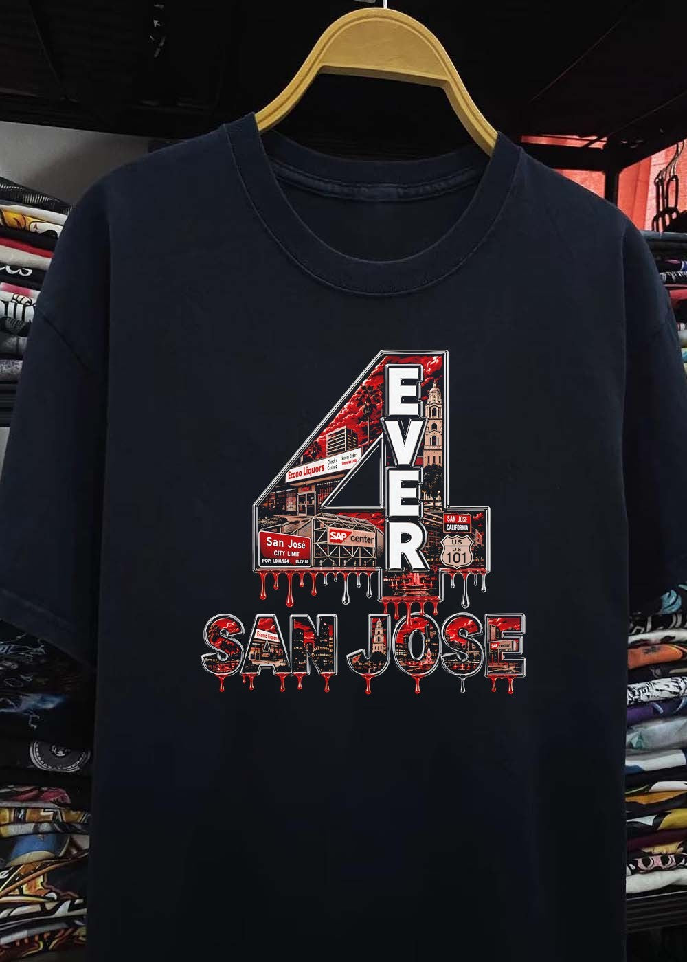 San Jose 4 Ever San Jose California US 101 Econo Liquors SAP Center T-Shirt