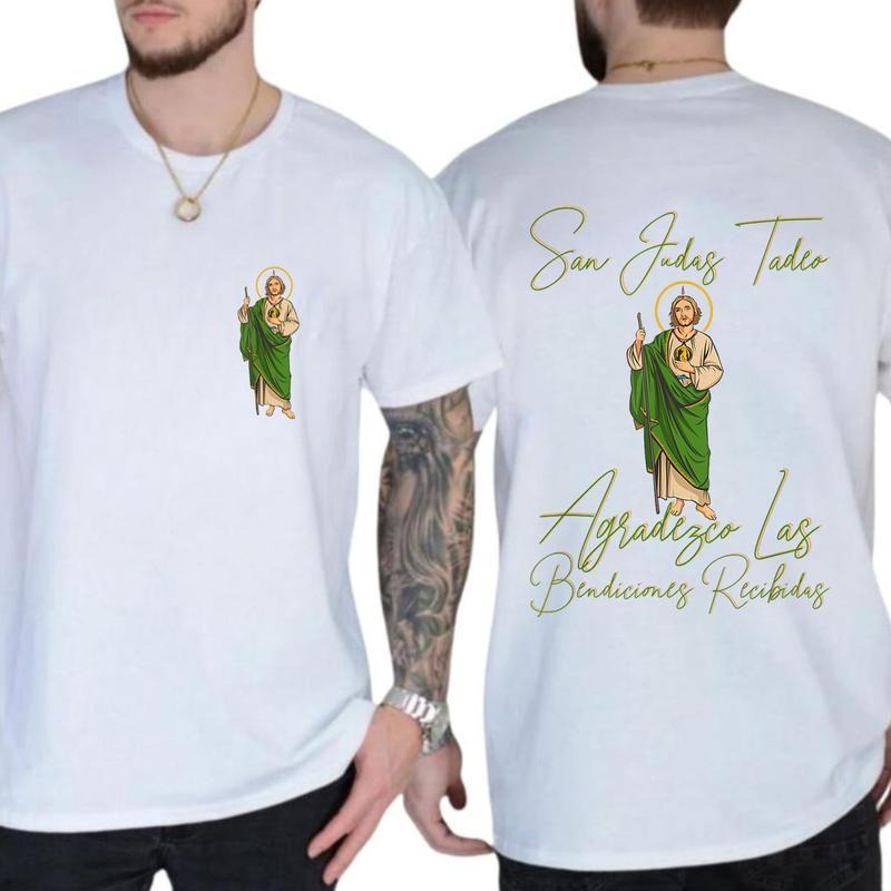 San Judas Tadeo Latino 2 Sides T-Shirt Classic Cotton Fabric Suitable for men and women Hoodie, Sweatshirt