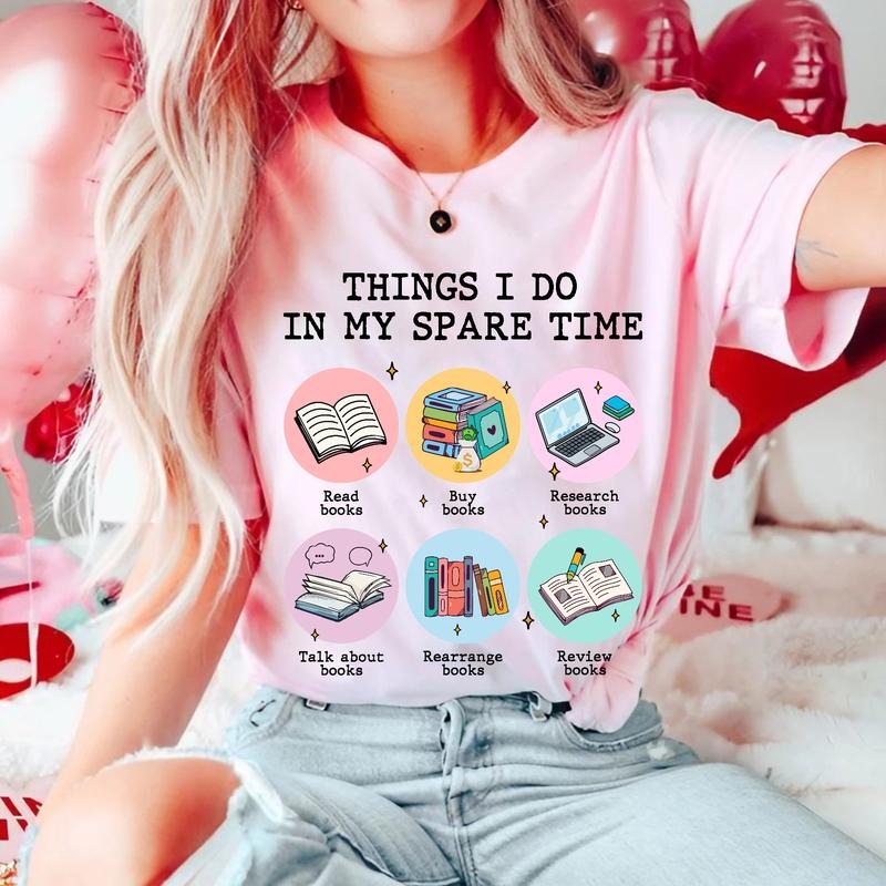 Sandjest Book T-Shirt Things I Do in My Spare Time Gift for Women Girl Friends Bookworm Hoodie, Sweatshirt