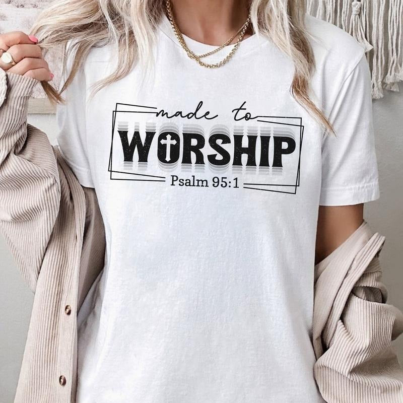 Sandjest Christian T-Shirt Made to Worship Gift for Jesus Lover Bible Lover Hoodie, Sweatshirt | UrbanDripWear.com
