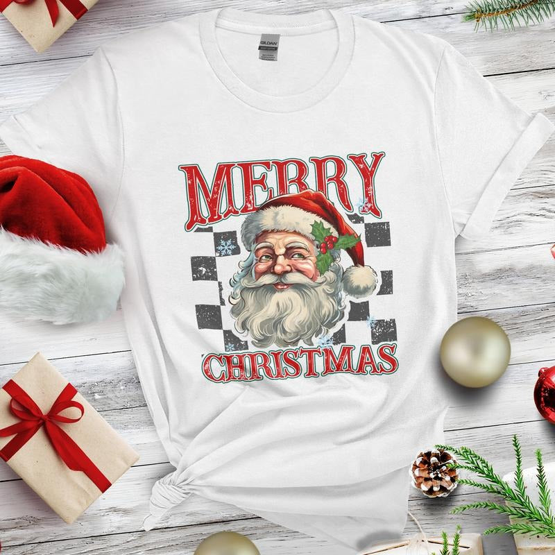 Sandjest Christmas Santa Shirt Retro Santa Sweatshirt Merry Christmas Retro Christmas T-Shirt Christmas Shirt For Women...