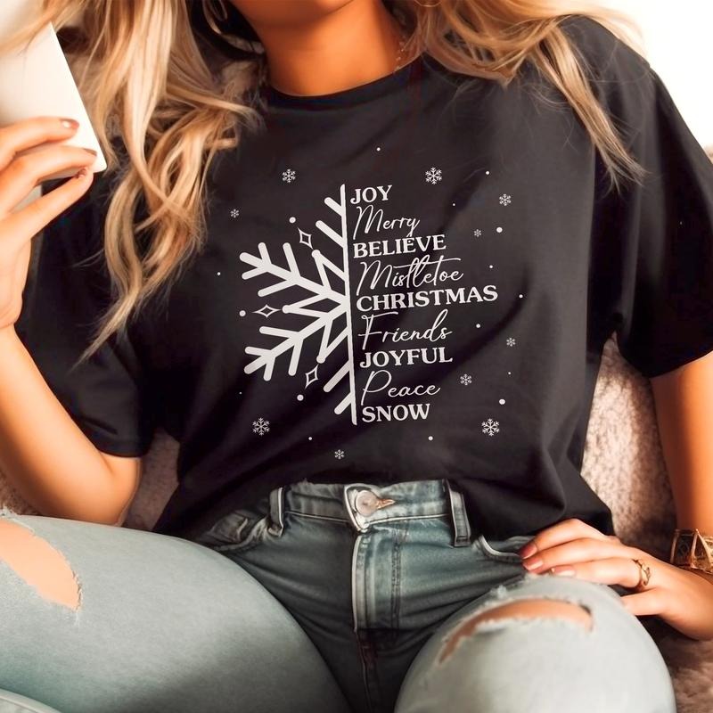 Sandjest Christmas Tshirt Joy Merry Believe Mistletoe Shirt for Women Girls Merry Christmas Xmas Gift Hoodie, Sweatshirt