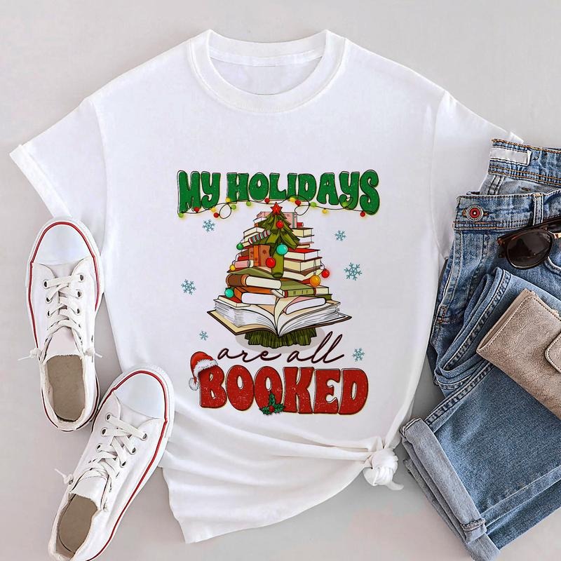 Sandjest Christmas Tshirt My Holidays Are All Booked Gift for Women Book Lover Bookworm Hoodie, Sweatshirt