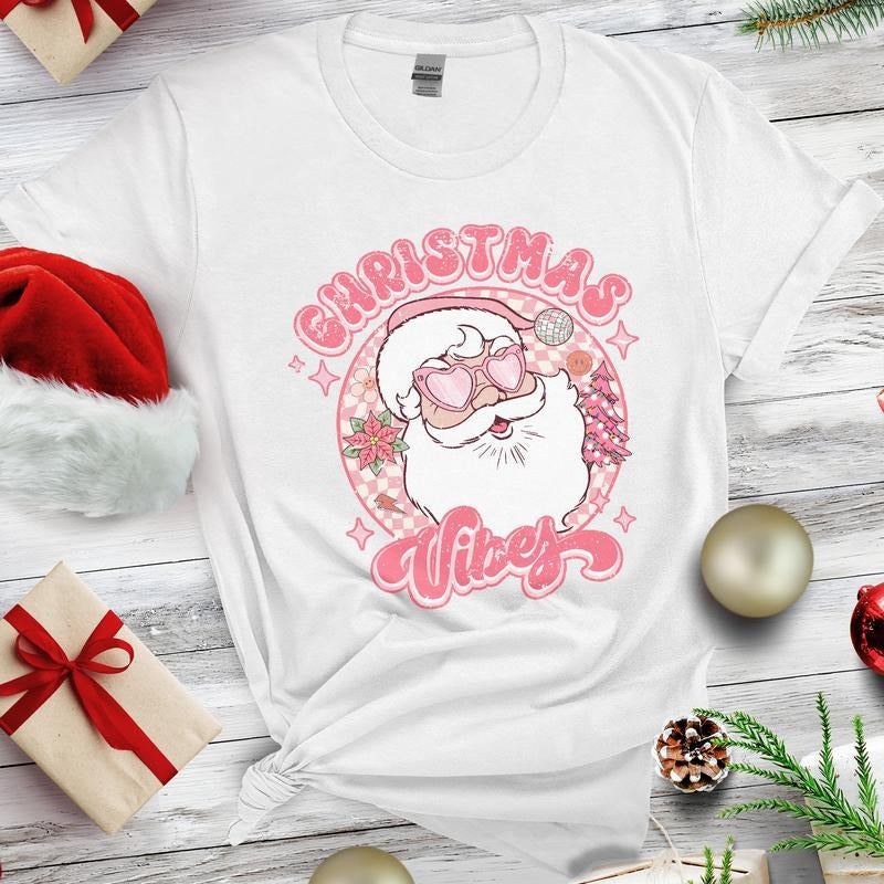 Sandjest Christmas Vibes Shirt Cool Funny Santa Claus Gift for Women Girl Friends on Christmas Hoodie, Sweatshirt
