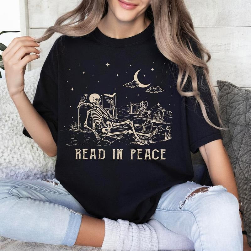Sandjest Funny Book Lover T-Shirt Read in Peace Gift for Bookworm Librarian Hoodie, Sweatshirt | UrbanDripWear.com
