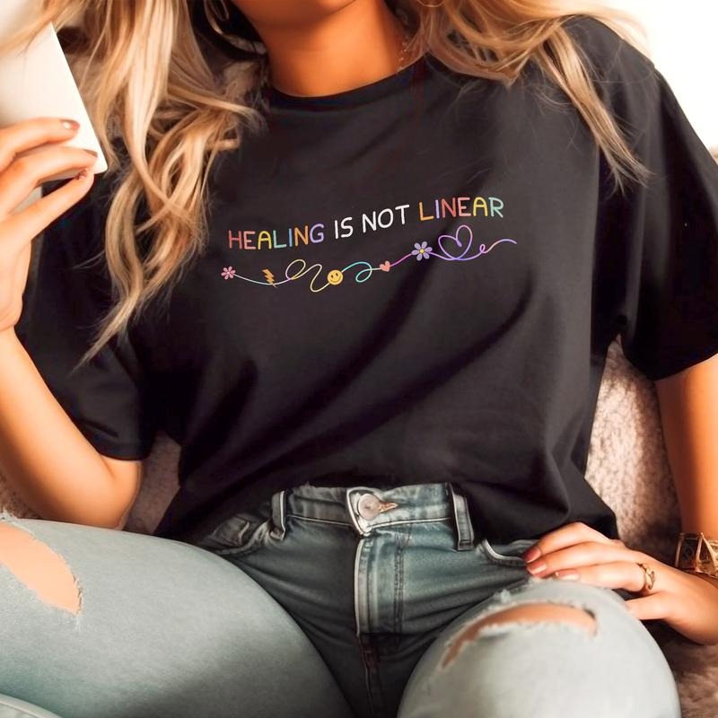 Sandjest Mental Health T-Shirt Healing Is Not Linear Gift for Women Girl Friends Hoodie, Sweatshirt | UrbanDripWear.com