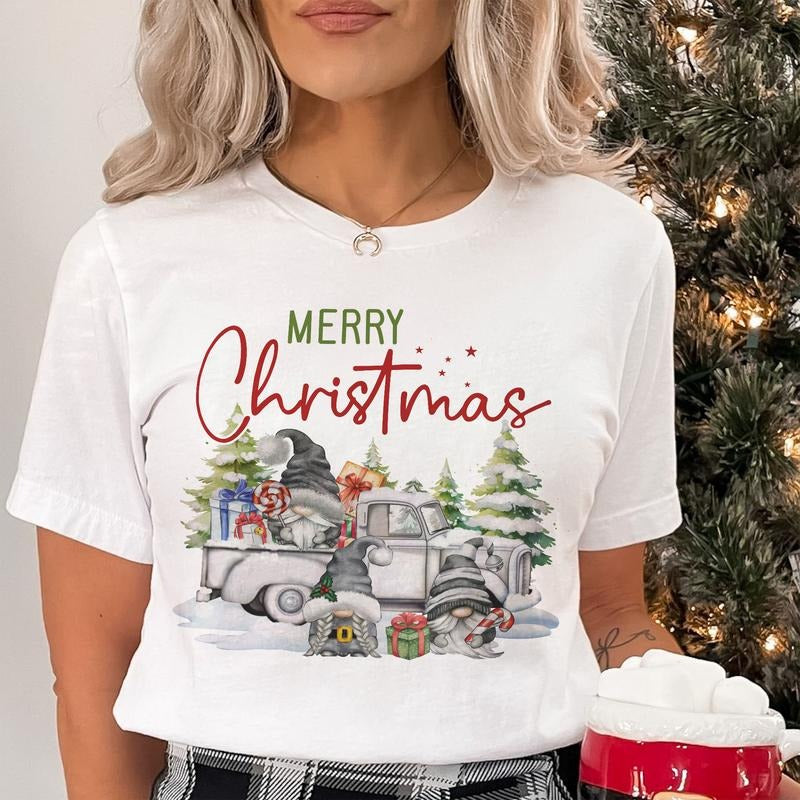 Sandjest Merry Christmas Gnome T-shirt for Friends Girl Women Xmas Gift Hoodie, Sweatshirt | UrbanDripWear.com