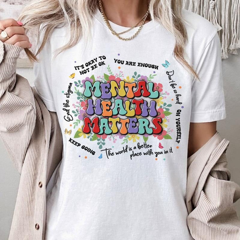 Sandjest T-Shirt Mental Health Matters Gift for Women Girl Friend Hoodie, Sweatshirt | UrbanDripWear.com