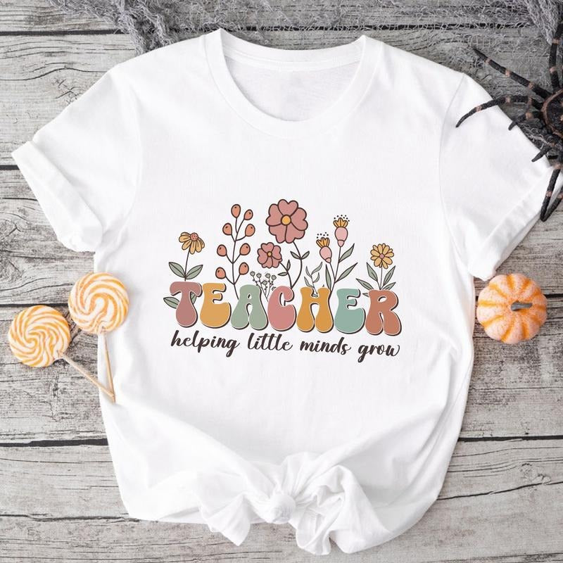 Sandjest Teacher Shirt Helping Little Mind Grow Gift for Teachers Women Lecturers Hoodie, Sweatshirt | UrbanDripWear.com