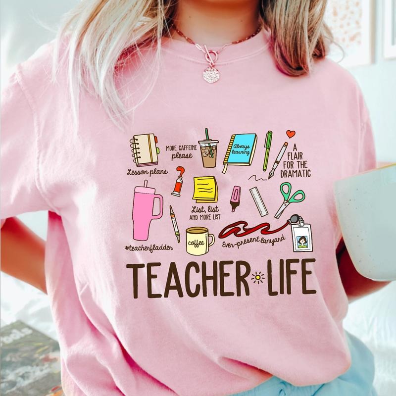 Sandjest Teachers T-Shirt Teacher Life Gift for Women Girl Friends Hoodie, Sweatshirt | UrbanDripWear.com