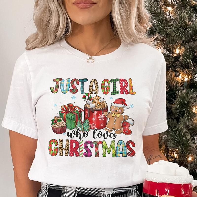 Sandjest Xmas Shirt Just A Girl Love Christmas Gift for Women Girls Friends Hoodie, Sweatshirt | UrbanDripWear.com
