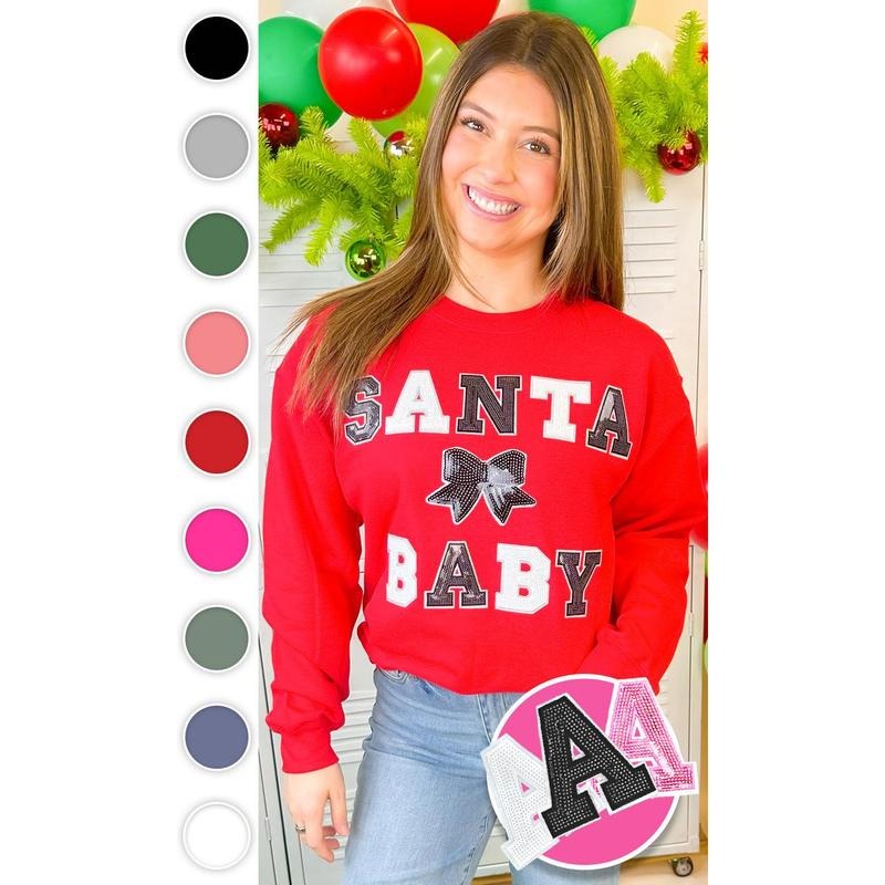 Santa Baby Sequin Graphic Sweatshirt T-Shirts, Hoodie | UrbanDripWear.com
