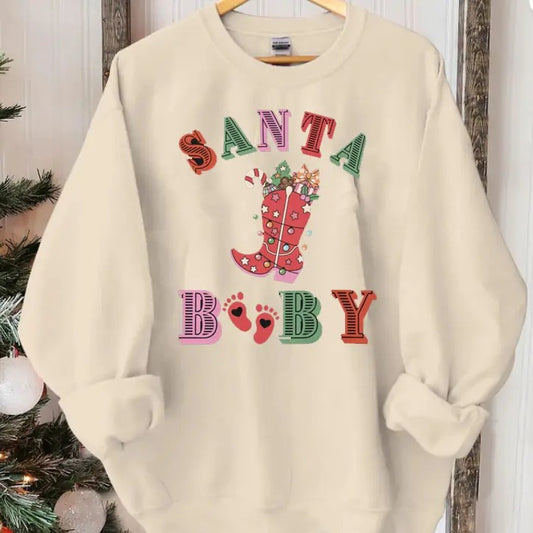 Santa Baby Sweatshirt, Christmas Pregnancy Announcement Sweatshirt, Pregnancy Announcement Shirt, Christmas Pregnancy, Xmas Maternity