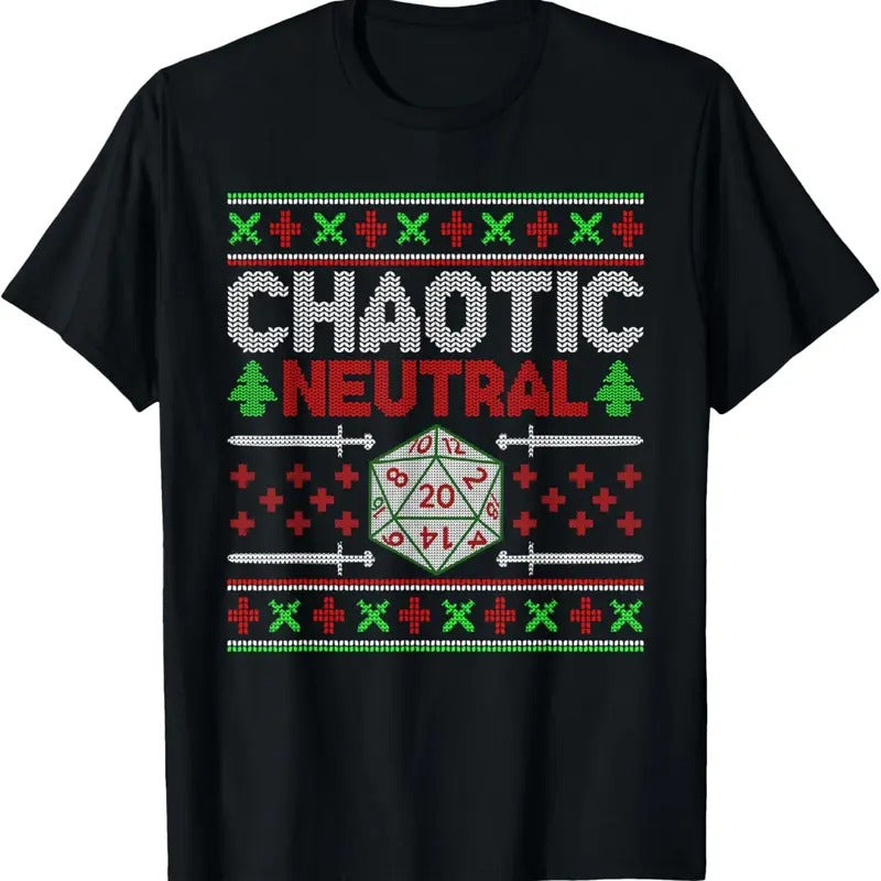 Santa Chaotic Neutral Christmas D20 Ugly Tabletop Sweater T-Shirt Hoodie, Sweatshirt | UrbanDripWear.com