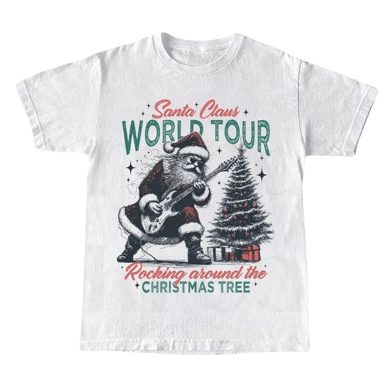 Santa Claus World Tour Christmas Shirt, Rocking Around The Christmas Tree Hoodie, Sweatshirt | UrbanDripWear.com