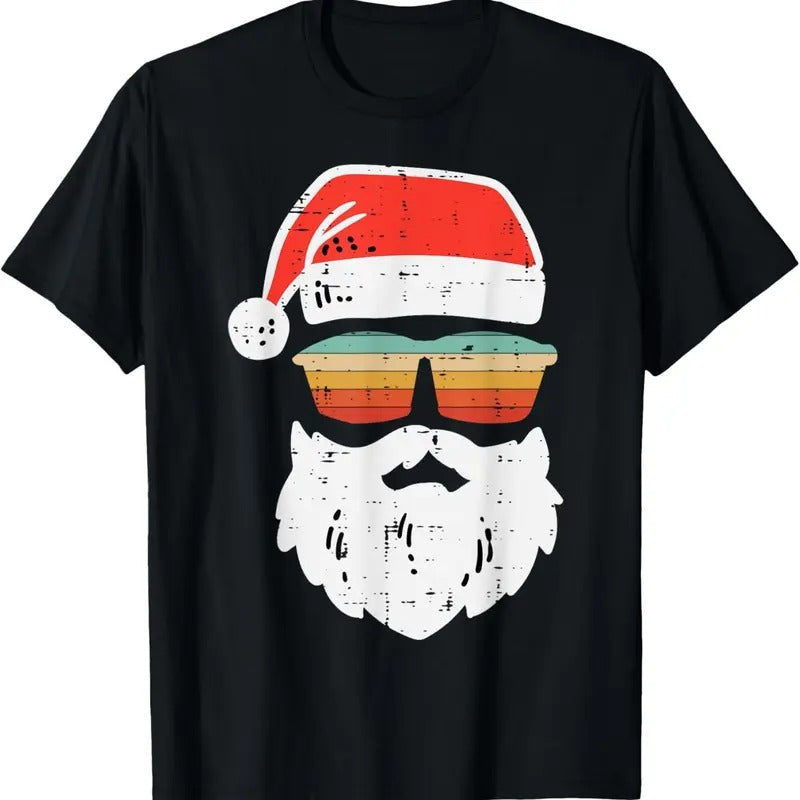 Santa Face Retro Sunglasses Christmas Xmas Men Women Kids T-Shirt Hoodie, Sweatshirt | UrbanDripWear.com