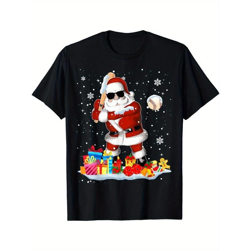 Santa Playing Baseball Cool Christmas Santa Baseball Player men's T-Shirt made in usa Hoodie, Sweatshirt | UrbanDripWear.com