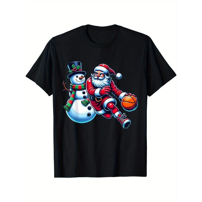 Santa Playing Basketball With A Snowman Christmas men's T-Shirt made in usa Hoodie, Sweatshirt | UrbanDripWear.com