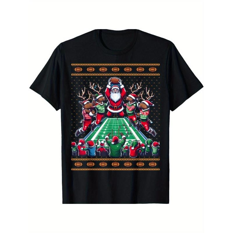 Santa Reindeer Play American Football Christmas Football Fan T-Shirt made in usa Hoodie, Sweatshirt | UrbanDripWear.com
