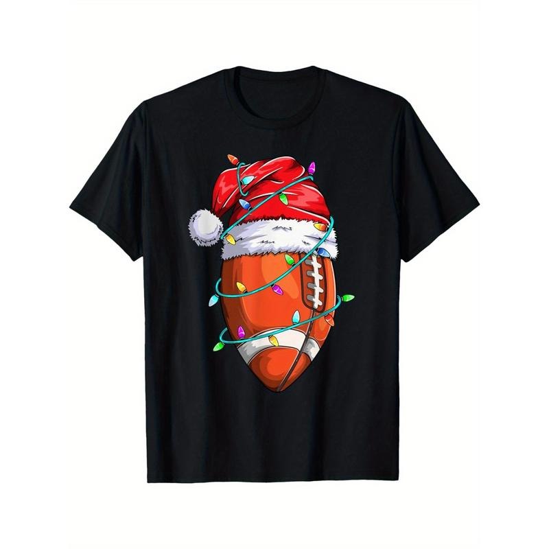 "Santa Sports T-Shirt for Men - Christmas Football Player Graphic Tee" made in usa Hoodie, Sweatshirt | UrbanDripWear.com