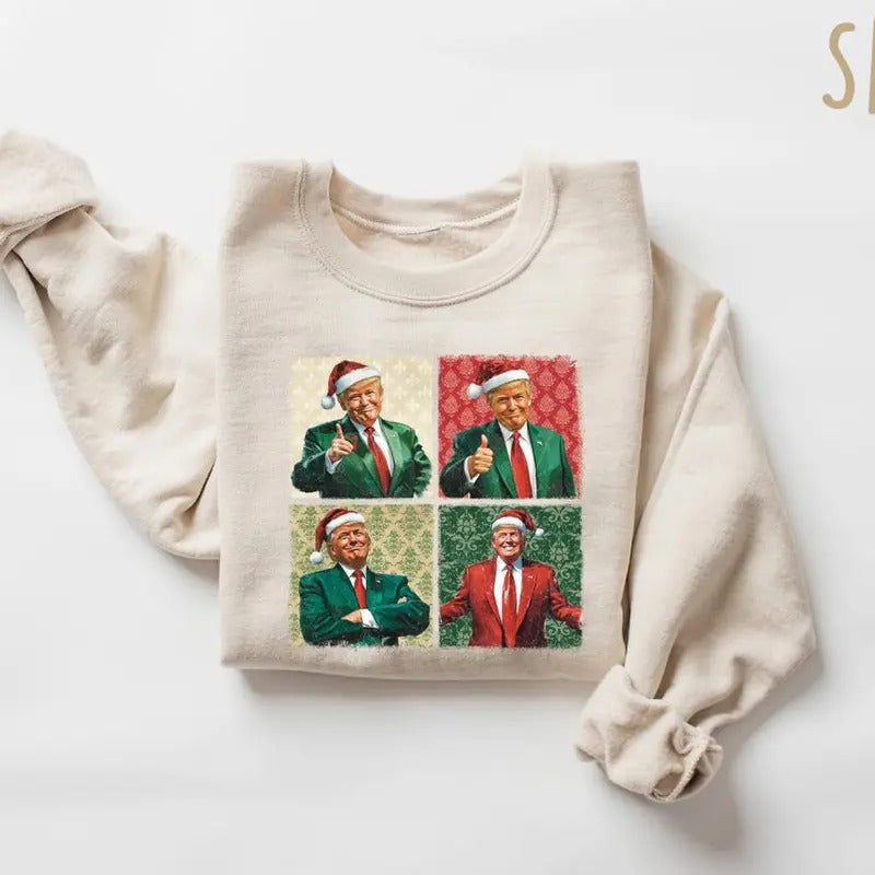Santa Trump Christmas Shirt, Make Christmas Great Again Trump Sweatshirt, Trump Christmas Sweater Women Hoodie