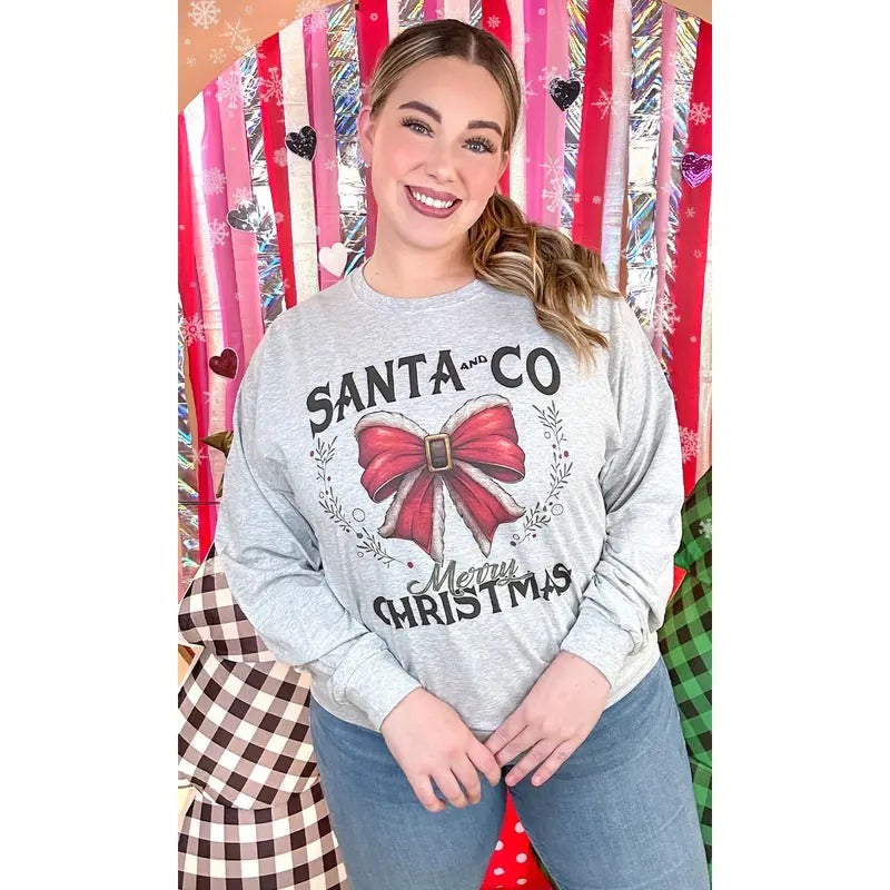 Santa and Company Merry Christmas Graphic Long Sleeve T-Shirt Hoodie, Sweatshirt | UrbanDripWear.com