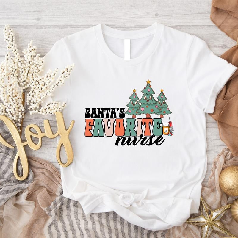 Santa's Favorite Nurse Shirt, Christmas Nurse T-Shirt, Nurse Appreciation, Nurse Student Christmas Gift Tee, Nursing...