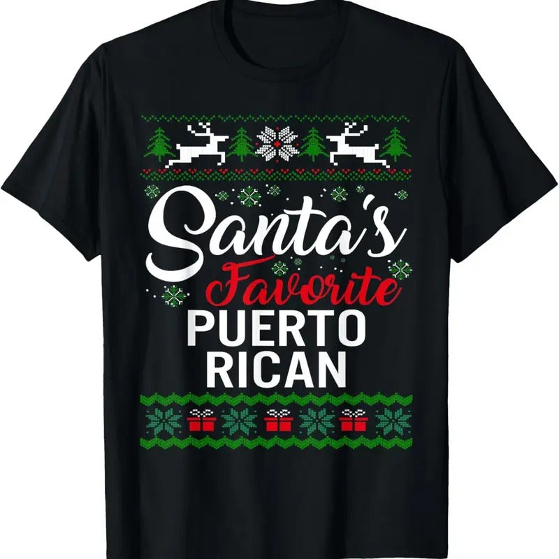 Santa's Favorite Puerto Rican Christmas Ugly Sweater family T-Shirt Hoodie, Sweatshirt | UrbanDripWear.com