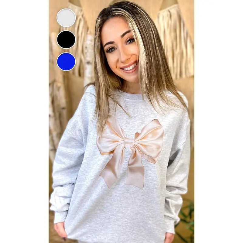 Satin Bow Graphic Sweatshirt T-Shirts, Hoodie | UrbanDripWear.com