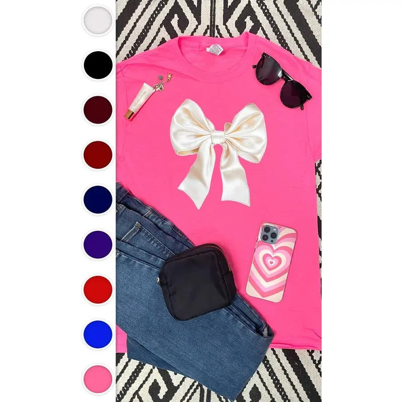 Satin Bow Graphic T-Shirt Hoodie, Sweatshirt | UrbanDripWear.com