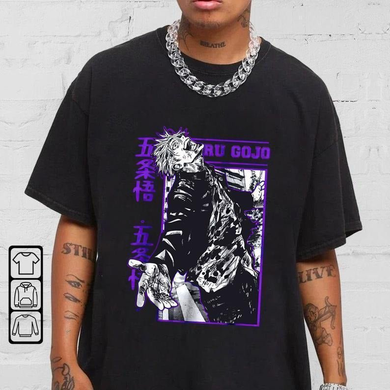 Satoru Gojo Jujutsu Kaisen Anime T-Shirt Menswear Top Hoodie, Sweatshirt | UrbanDripWear.com