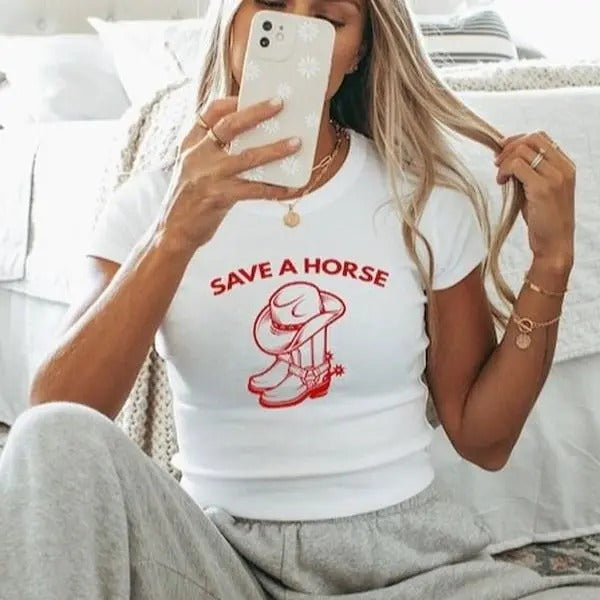 Save A Horse Baby Tee, Country Retro Shirt, Western Shirt, Rodeo Fashion Tee Cotton Fashion Hoodie, Sweatshirt