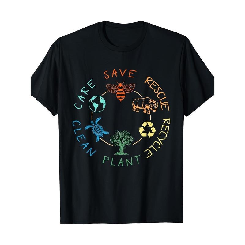 Save Bees, Save Animals, Recycle Plastic, 2024 Earth Day T-shirt- 180g Hoodie, Sweatshirt | UrbanDripWear.com