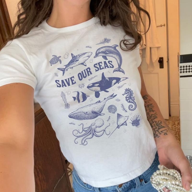 Save Our Seas Baby Tee, Sea Creatures Baby Tee, Ocean Graphic T-Shirt Hoodie, Sweatshirt | UrbanDripWear.com