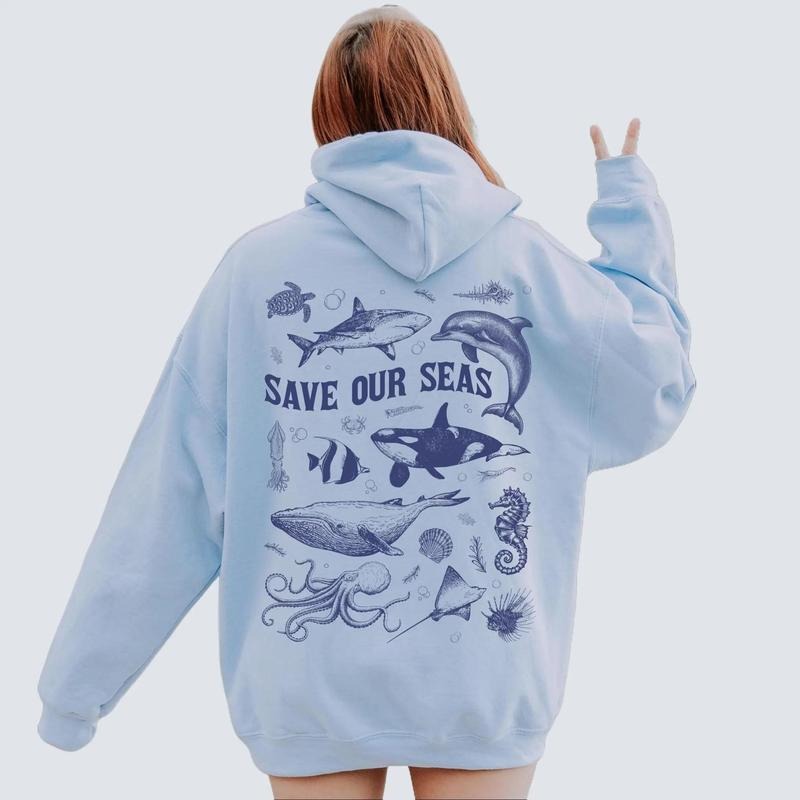 Save Our Seas Hoodie Respect the Locals Ocean Life Oversized Beach Hoodie VSCO Hoodie Aesthetic Sweatshirt Summer Vibes...