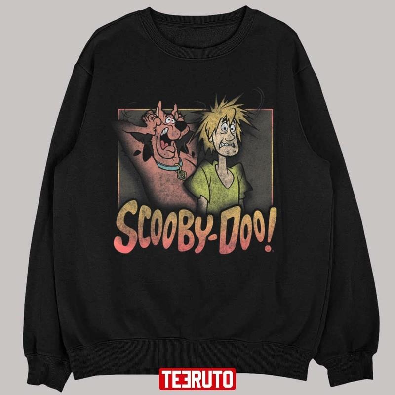 Scared Shaggy & Scooby Vintage Poster Scooby Doo 2000s Cartoon Unisex Sweatshirt Sweatshirt, Hoodie, Comfort Colors T-Shirts