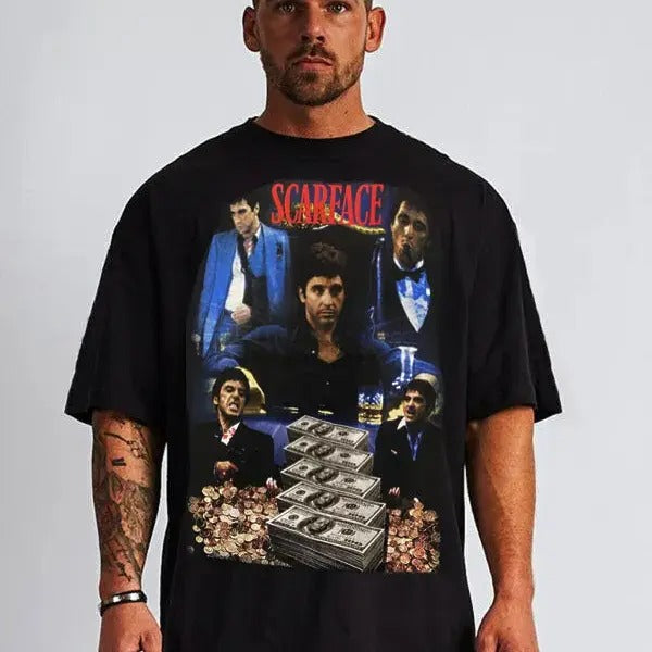 Scarface Money Black T Shirt Movie T Shirts, Classic Horror Gift, Halloween Tee Hoodie, Sweatshirt | UrbanDripWear.com