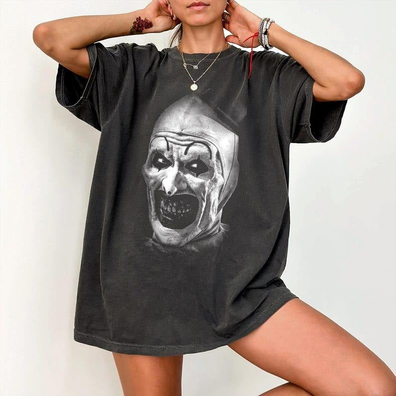 Scary Clown tshirt, Creepy Horror Clown Face tshirt, Evil Circus Clown Halloween tshirt, Spooky Terrifying Clown Shirt,...