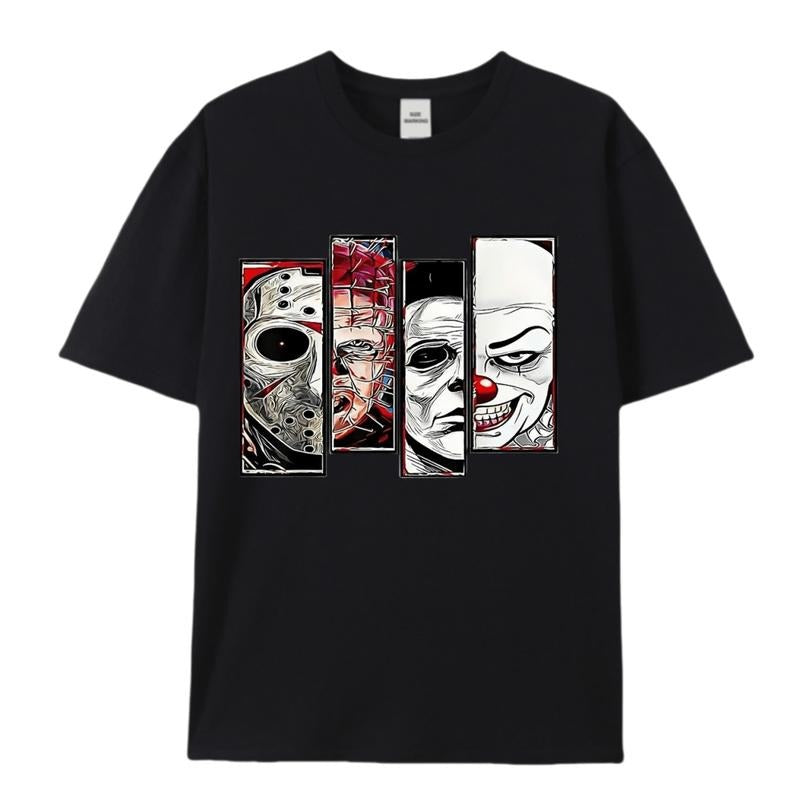 Scary Horror Movies Halloween Party Mens T Shirt Men  Hip Hop Vintage Short Sleeve T-Shirt Casual Fashion Oversized Short...