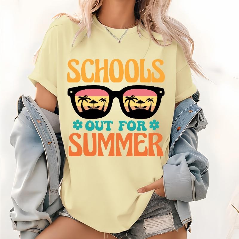 Schools Out For Summer Print T Shirt, School Theme Tops, Happy Last Day Of School Tee, End Of the School Year Shirts,...