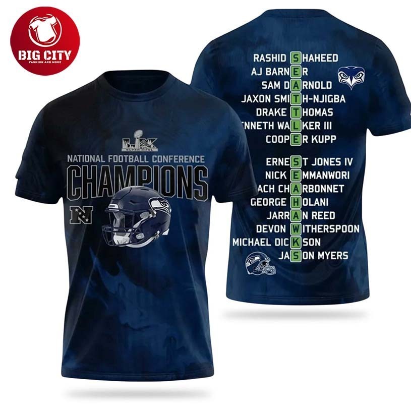 Seahawks 2026 National Football Conference Champions Two Sided Shirt