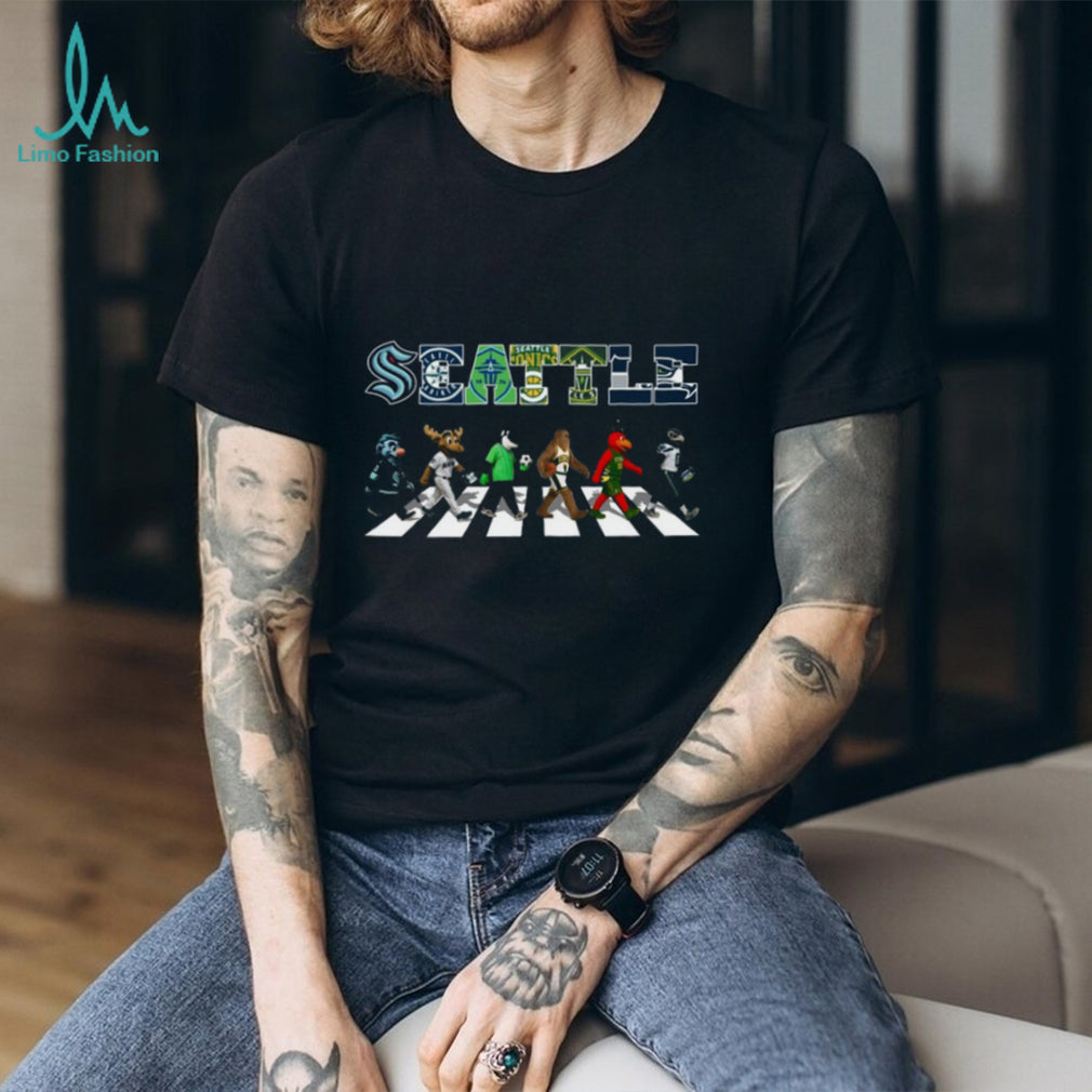 Seattle City of Champions Mascots Walking Abbey Road T Shirt