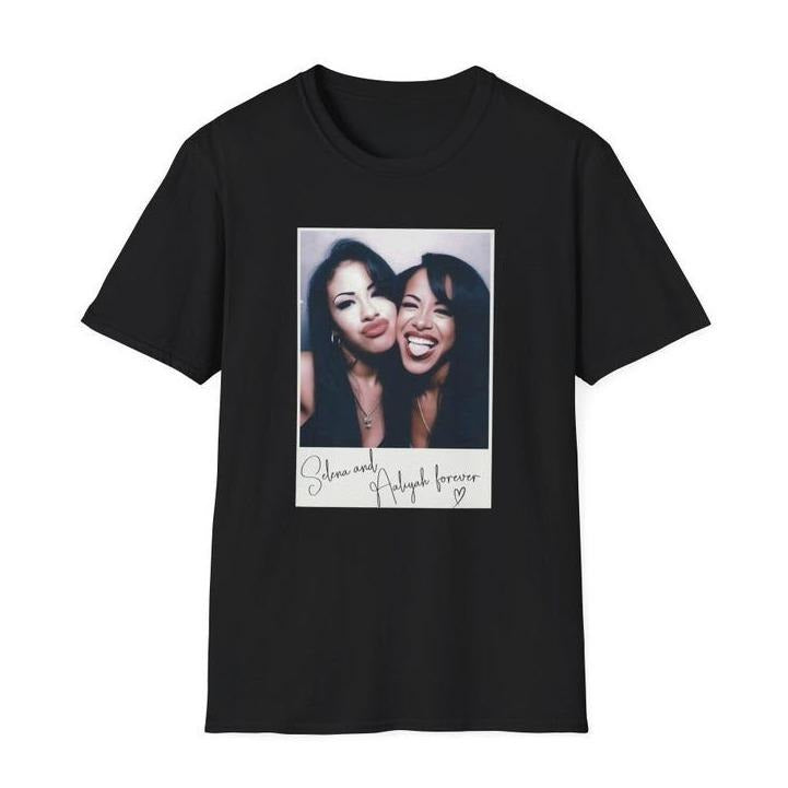 Selena & Aaliyah Unisex Softstyle T-Shirt Hot Music Graphic Shirt Trendy Unisex Tee Hoodie, Sweatshirt | UrbanDripWear.com