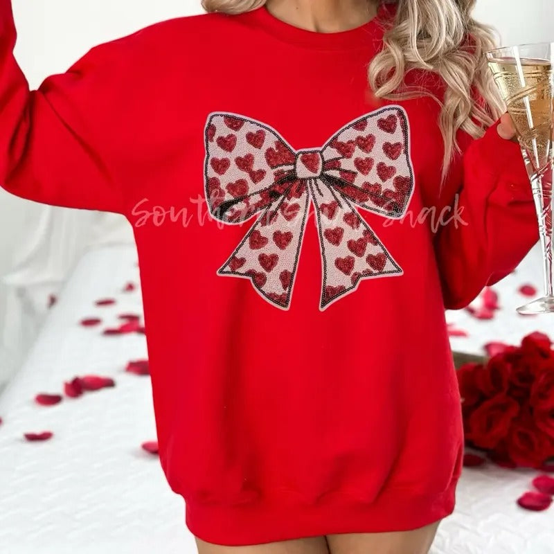 Sequin Valentines Day Heart Patch Sweatshirt | Valentine Patch Sweatshirt T-Shirts, Hoodie | UrbanDripWear.com